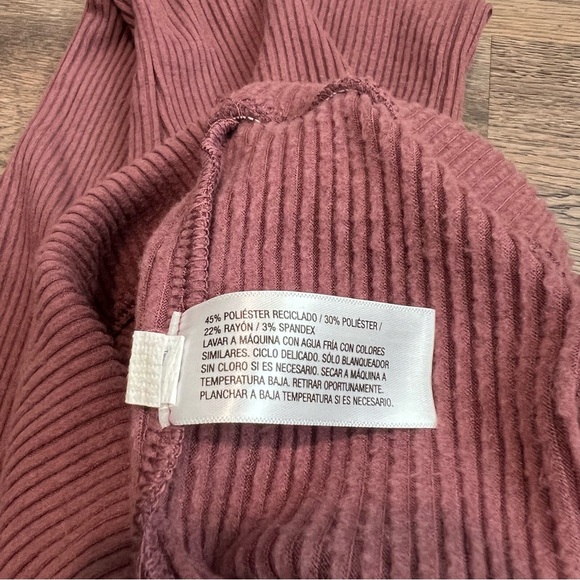 Wild Fable Ribbed Flare Pants in Pink Mauve Wide Leg Foldover Waist XS - Picture 6 of 6